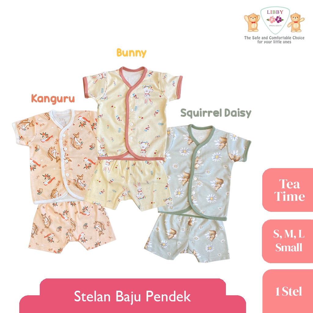 LIBBY Setelan Baju Pendek - Celana Pendek Motif (1 setel) | Ukuran Kecil