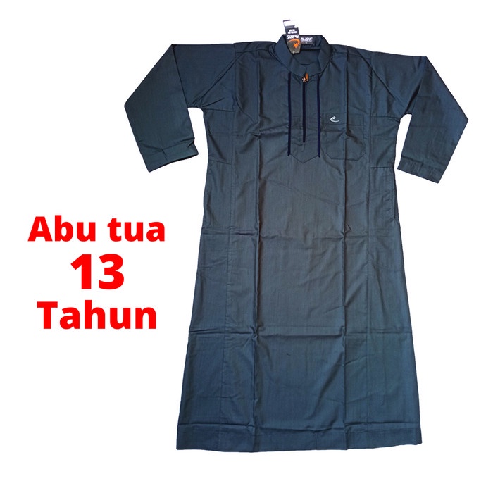 Baju Muslim Koko Gamis Jubah Anak Remaja Laki Laki 13 Tahun Abu Tua Terbaru P8N4