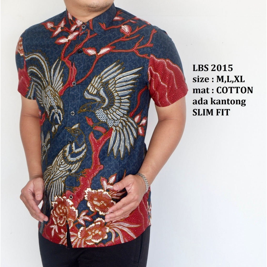 Baju Batik Pria Slimfit Kemeja Lengan Pendek Hem Slim Fit LBS 2015