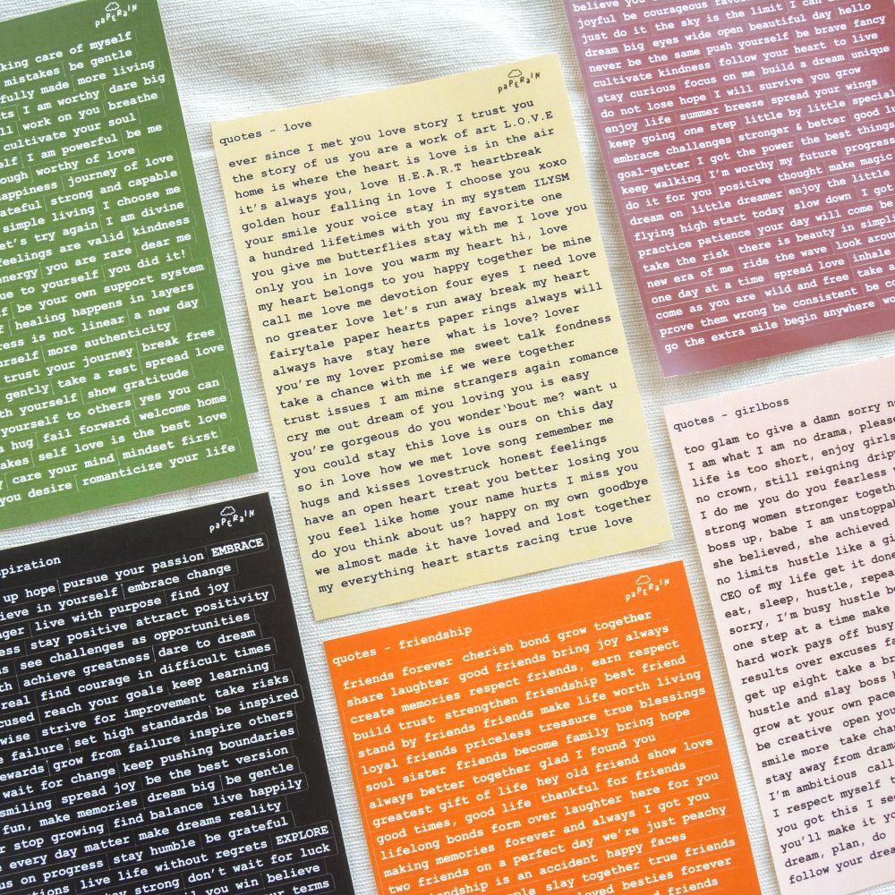 

PAPERAIN STUDIO Quotes Sticker Sheet / Stiker Kiss Cut