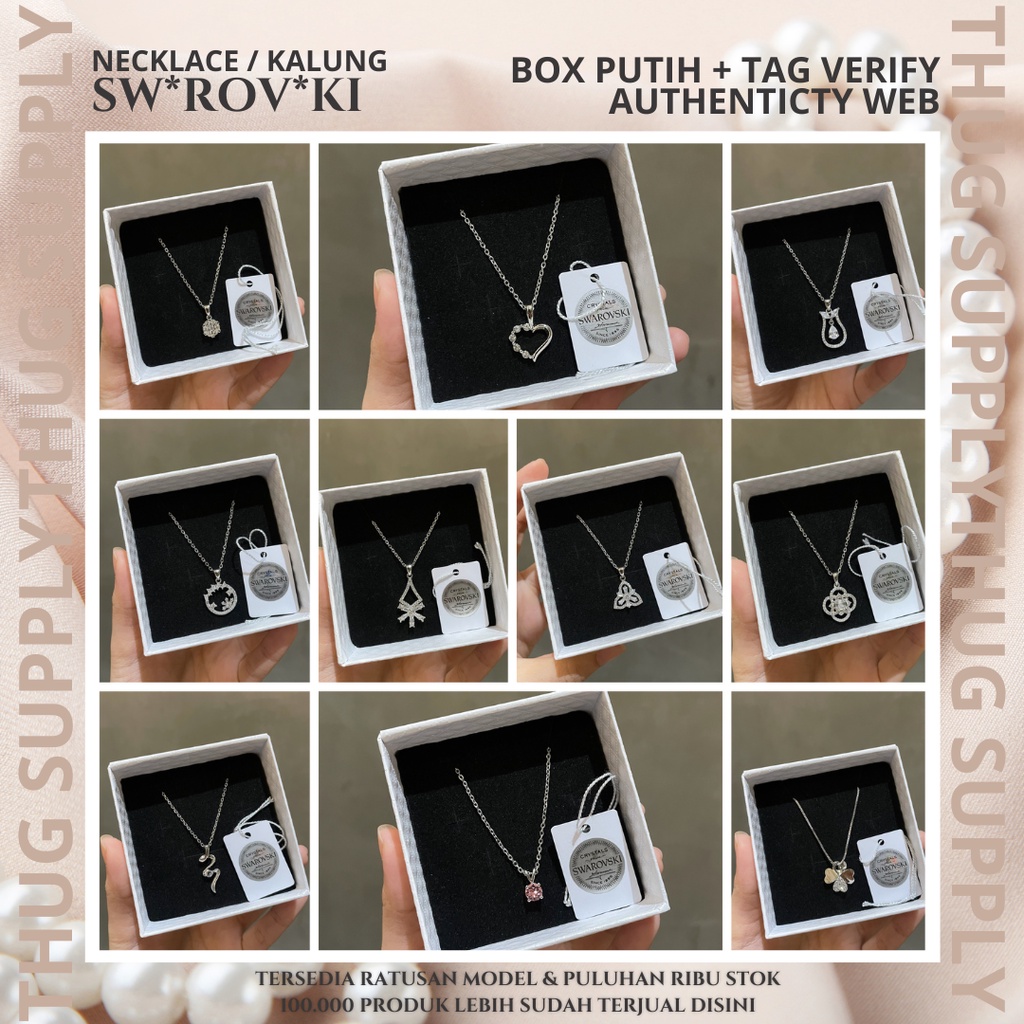 BOX PUTIH Kalung Swarovski - Swarovski Necklace ORIGINAL 100% BRACELET GELANG KOTAK FULLSET