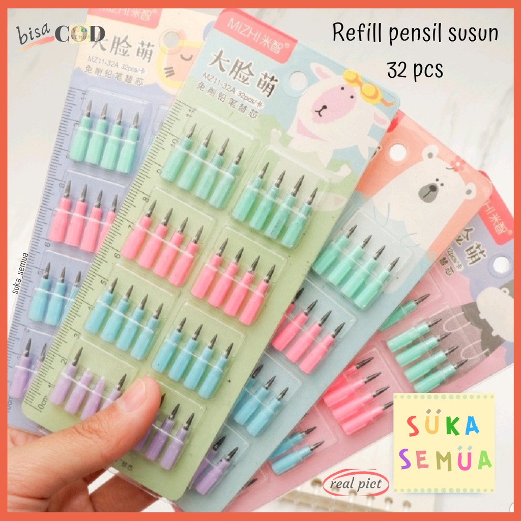 

Isi Ulang Pensil Susun - Animal (kucing, tikus , domba , beruang , kuda nil ) // Refill Refil Pencil Peluru Lantu Bensia Cat ZC-201 Box Kotak - bisa COD & Instant lokasi Bandung