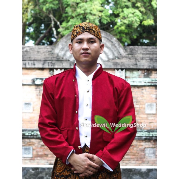 [Full Set] Baju Adat Jawa / Baju Manggolo | Model yogi | Hewes Maroon - Semen Romo