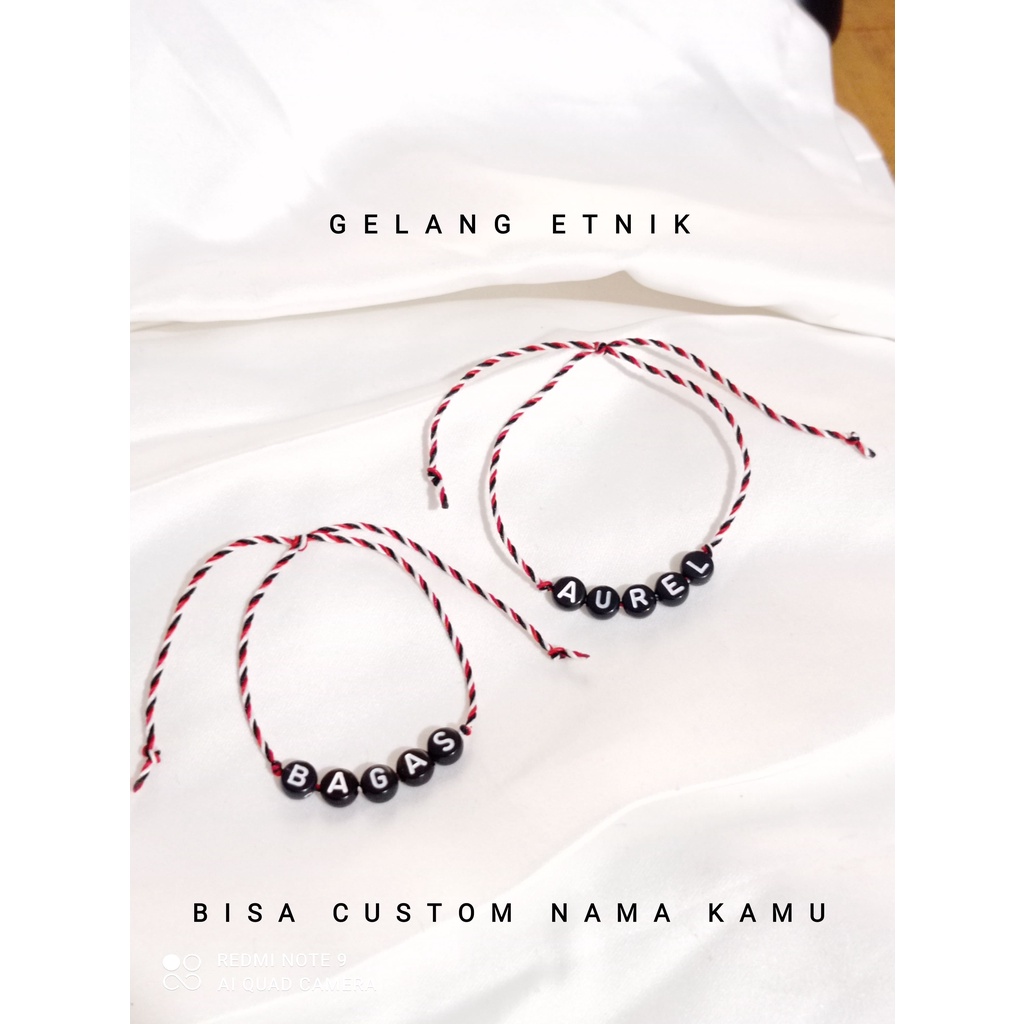 (Gratis) GELANG NAMA CUSTOM TRIDATU ETNIK KHAS BALI MOTE PIPIH (beli 10 gratis 1)