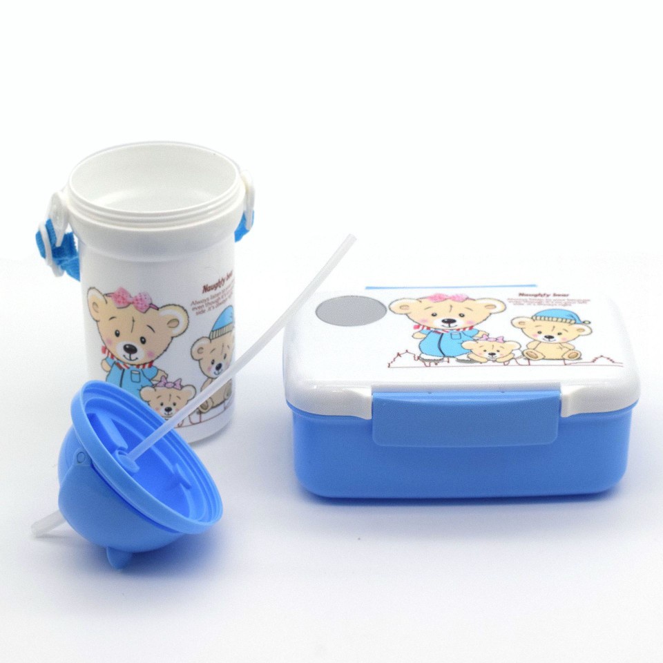 Grosir - H1060 Set Kotak Bekal Anak / Botol Minum Anak / Tempat Makanan / Lunch Box / Kotak Makan