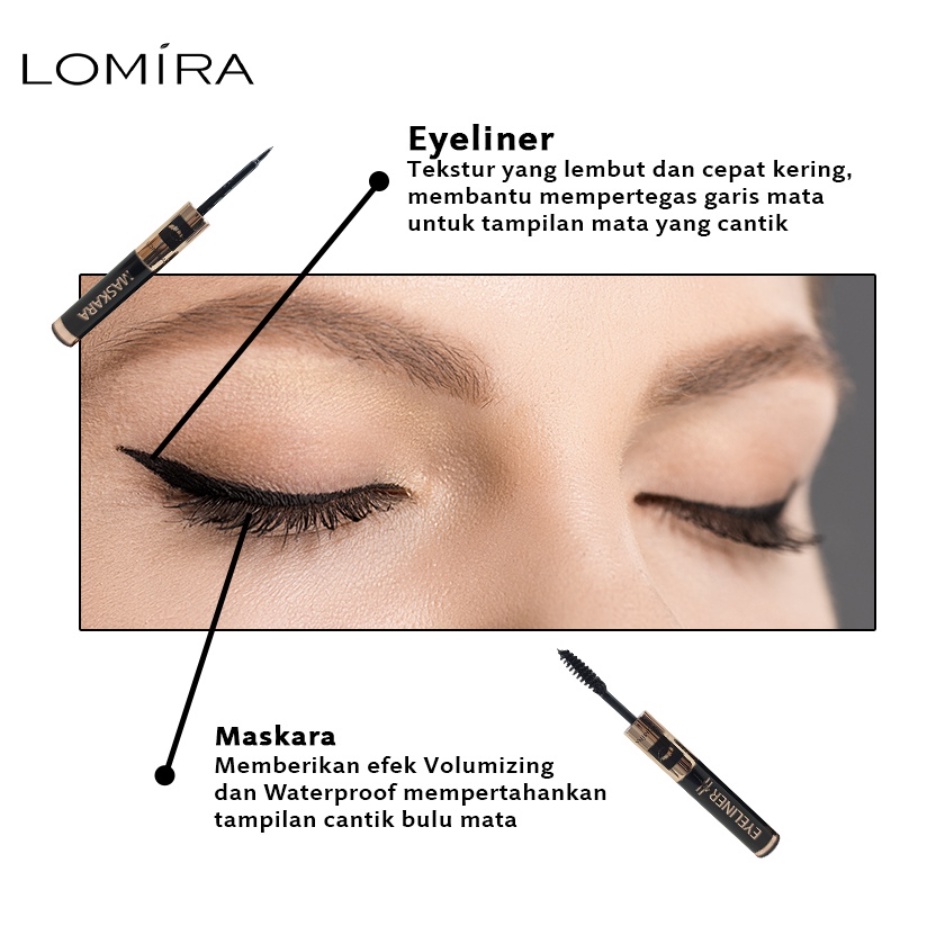 Maskara Eyeliner 4 Gr Kombinasi Warna 2 in 1 Waterproof Tahan Lama