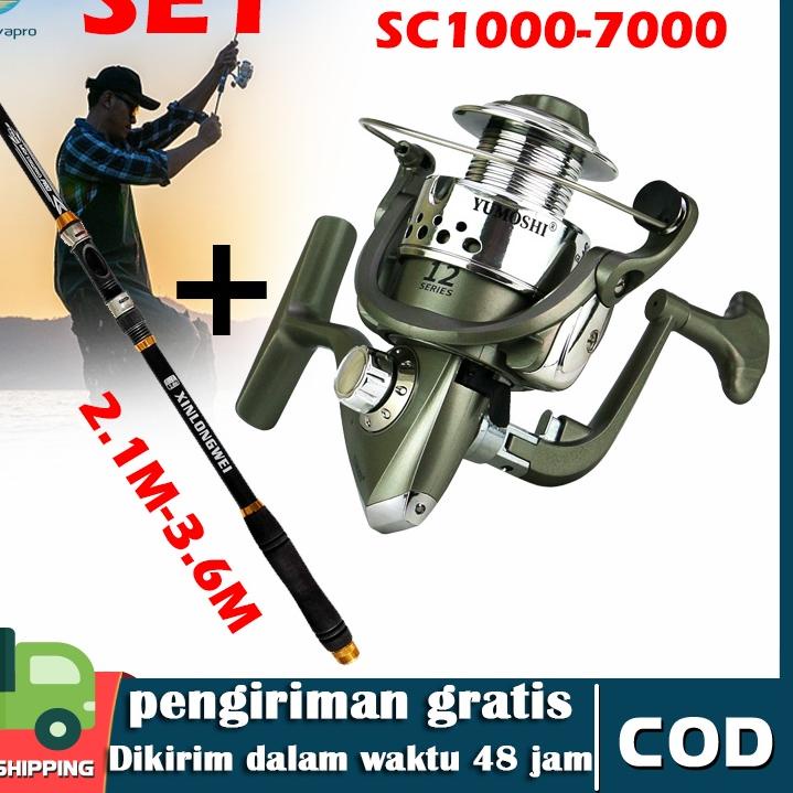 ✬ Pancing 1 set murah Joran Laut 35 Kg Panjang 2.1-3.6M and Rel Pancing Power Handle SC Gulungan Pan