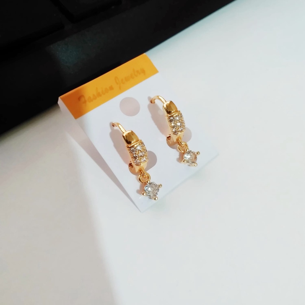 AV377 Grosir Anting Juntai Permata Anting Dewasa Lapis Emas