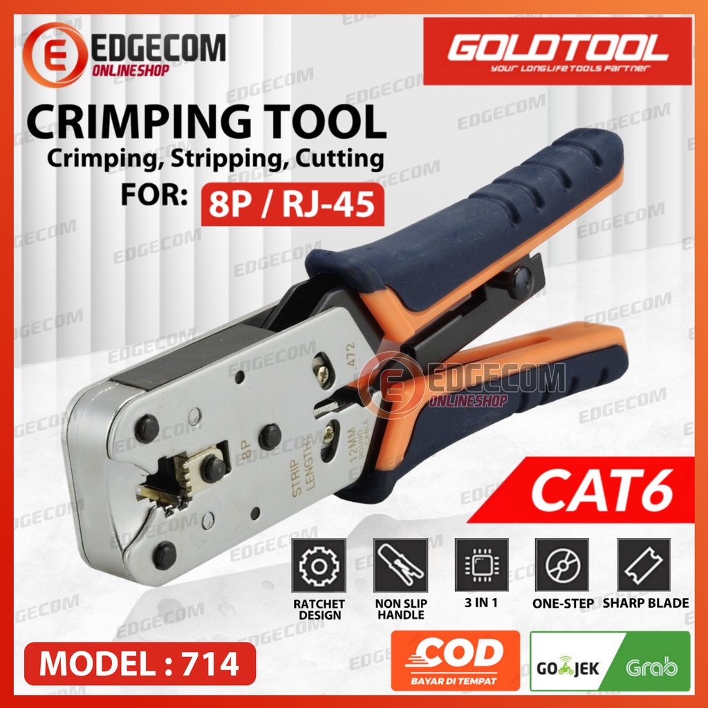 GOLDTOOL TANG KRIMPING / CRIMPING TOOL RJ45 8P CAT6 TTK-714