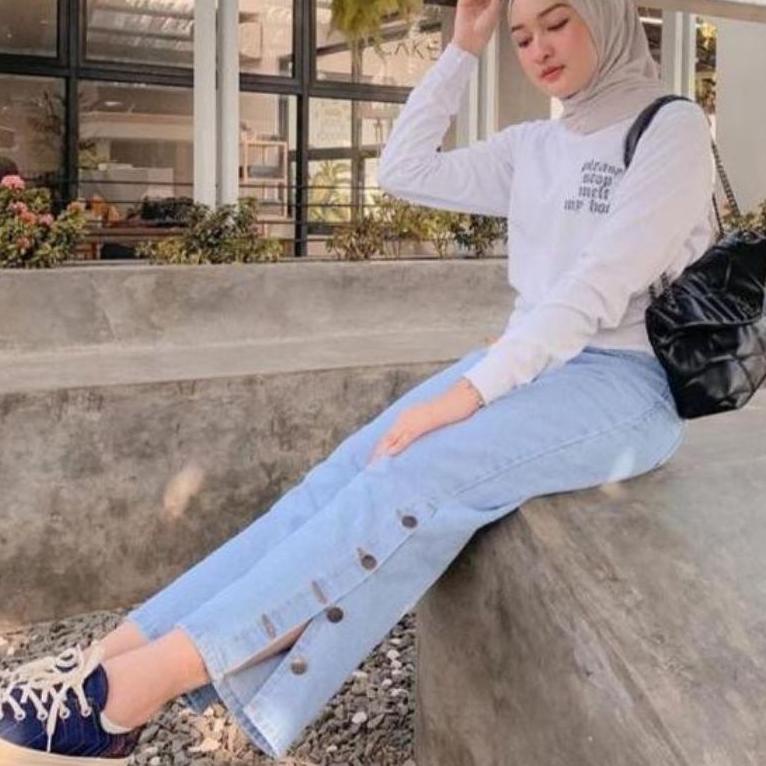 LANGSUNG KIRIM KULOT KANCING SAMPING JEANS PREMIUM/KULOT KANCING SAMPING