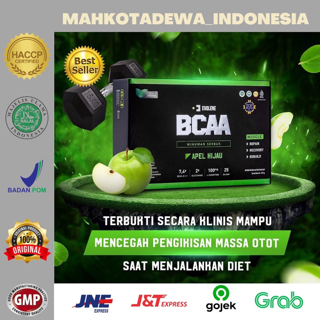 EVOLENE BCAA 1 BOX ISI 25 SACHET BRANCHED CHAIN AMINO ACID 100% ORIGINAL, BPOM & MUI HALAL
