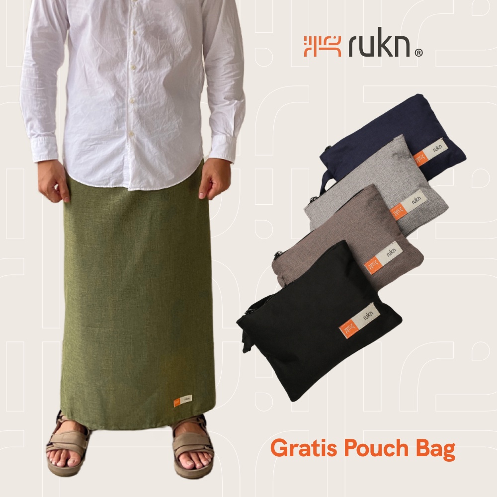 RUKN BASIC OLIVE (BONUS POUCH BAG & MASKER) - Sarung Sholat Premium Ekslusif Pria Dewasa / Laki Laki