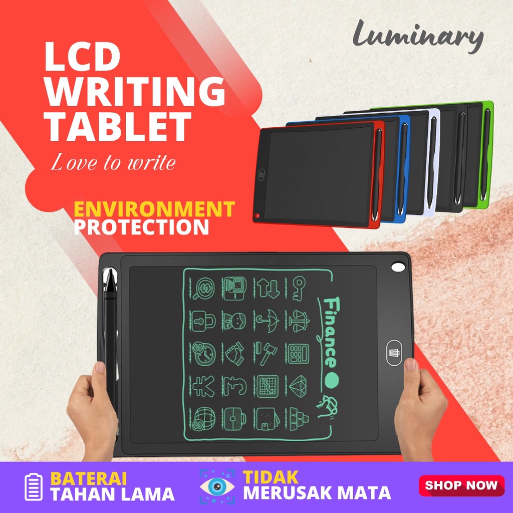 Papan tulis Tab untuk Anak Kecil Dewasa Menggambar Belajar Menulis Mainan Edukasi dan Motorik Tablet LCD Drawing 8,5 inci Bisa Hapus Board Digital Pad Pen Easy Writing