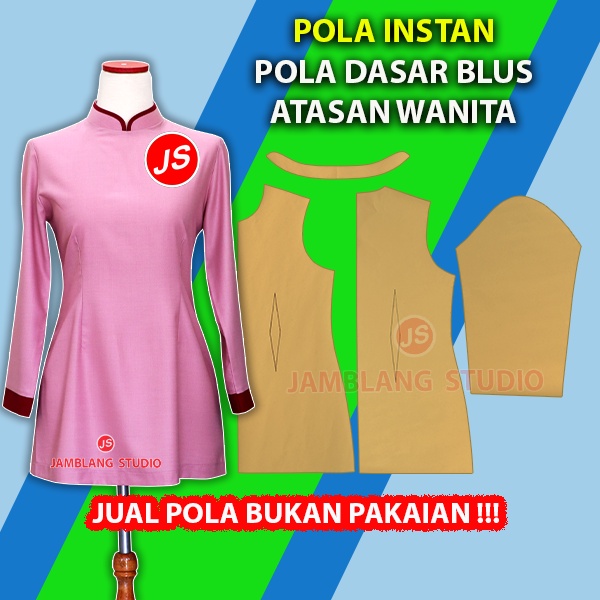 Pola Instan Dasar Atasan / Dress Wanita All Size [9 Size XXS-4XL] Pola Semua Ukuran Jamblang Studio