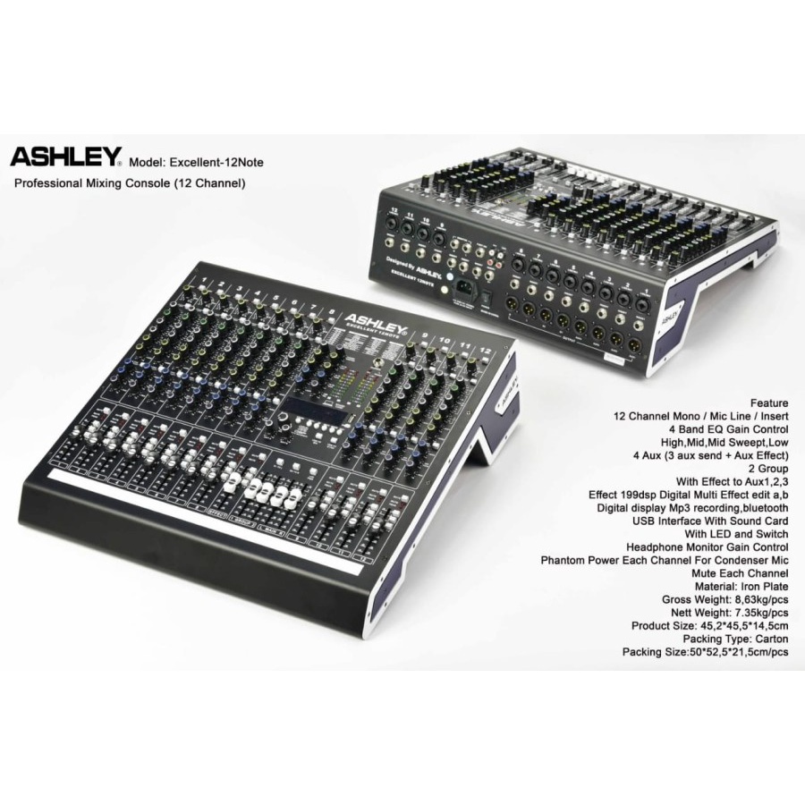 Mixer Ashley Excellent Note 12 Channel Best KING Soundcard Original