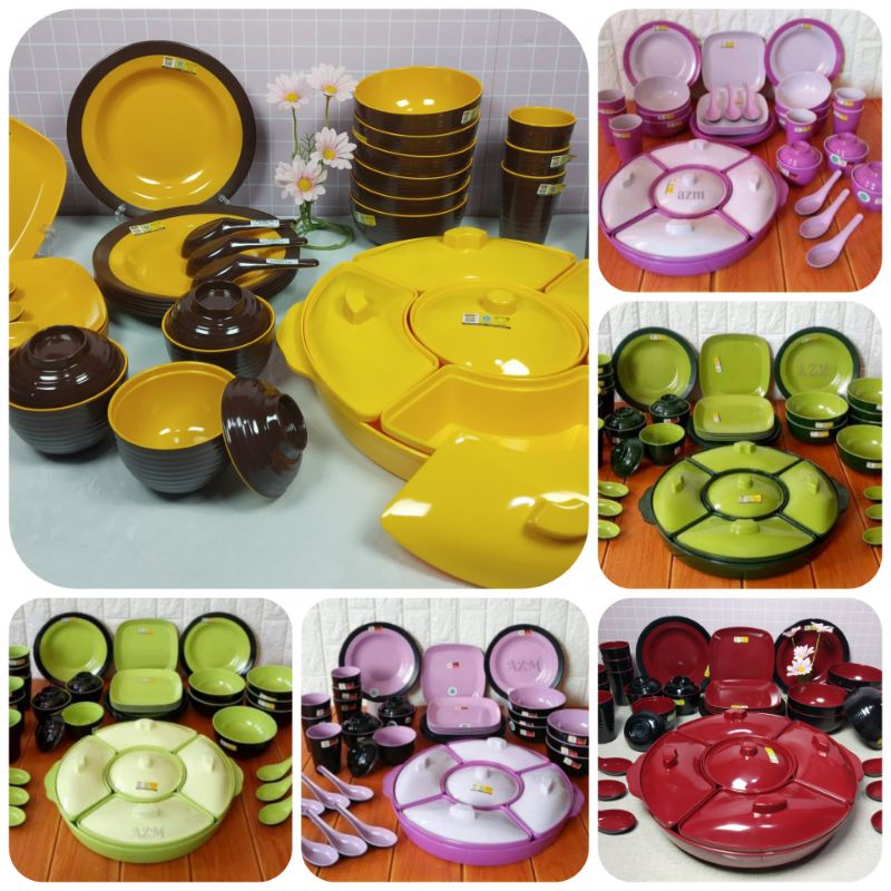 Melamin set komplit dengan party set melamin 14inc golden dragon