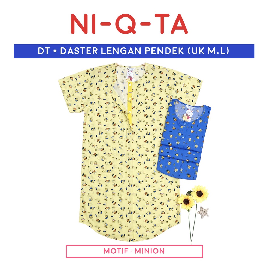 Daster DT Lengan Pendek Katun jepang NIQTA Dewasa (Ukuran M, L) Baju Tidur Bumil Busui Friendly NQT 