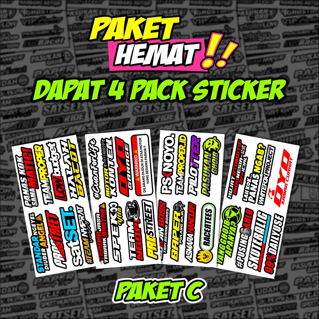 Sticker Racing Stiker Motor [ PAKET HEMAT 4 PACK ]