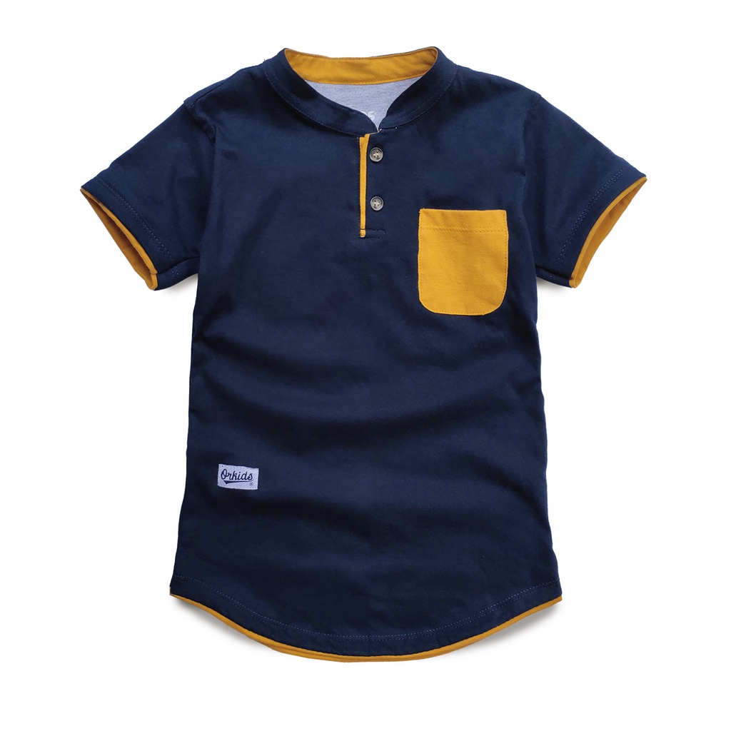 Kaos Kurta Anak Laki laki Baju Koko Anak Atasan Kerah Shanghai Quaz Navy