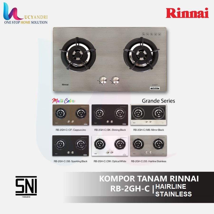 Kompor Gas Tanam 2 Tungku Rinnai RB 2 GH C Banyak Pilihan Warna Kaca