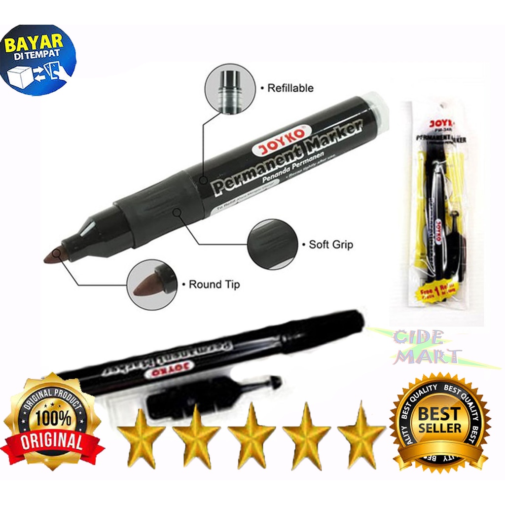 MC SPIDOL HITAM PERMANENT JOYCO + FREE REFILL / SPIDOL PERMANENT MARKER