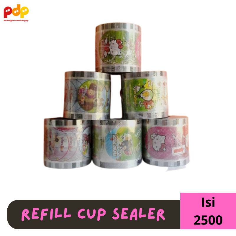 Plastik Cup Sealer - pres LID Cup Sealer Motif/bergambar - Isi 2500 cup