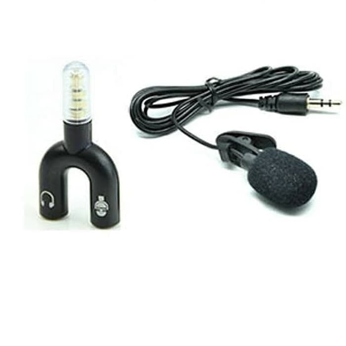 Clip On Mic Jepit + Splitter (Audio-Mic) - Jack 3.5 mm