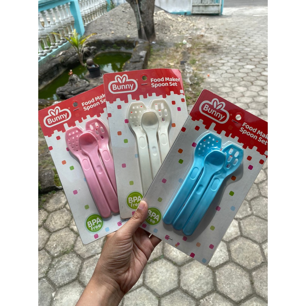 Food Maker Spoon Set Lusty Bunny Pelumat Lumat Makanan MPASI Bayi Anak Penggiling Giling Bubur