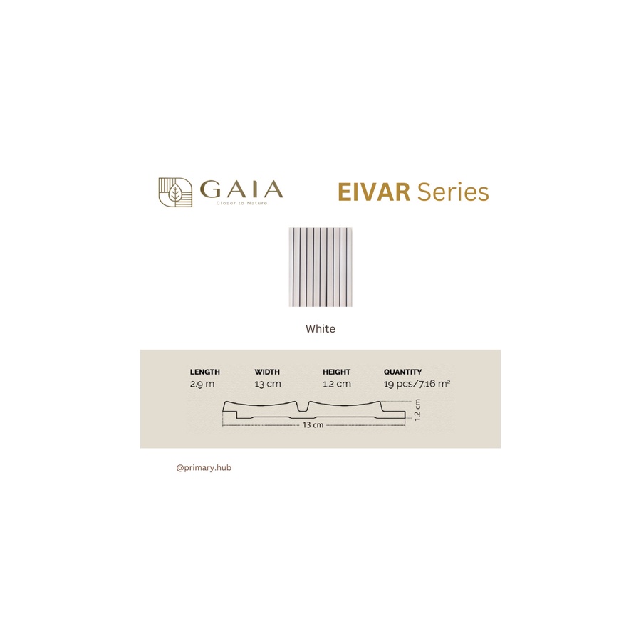 WPC Wall Panel Dinding Kisi Kisi Kayu Putih Natural Gaia Eivar Series