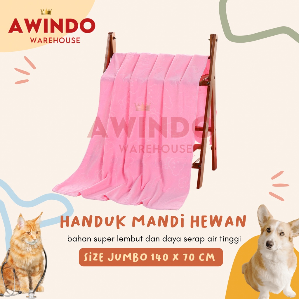 HANDUK MANDI HEWAN - Handuk Jumbo Kain Microfiber Mandi Hewan Kucing Anjing