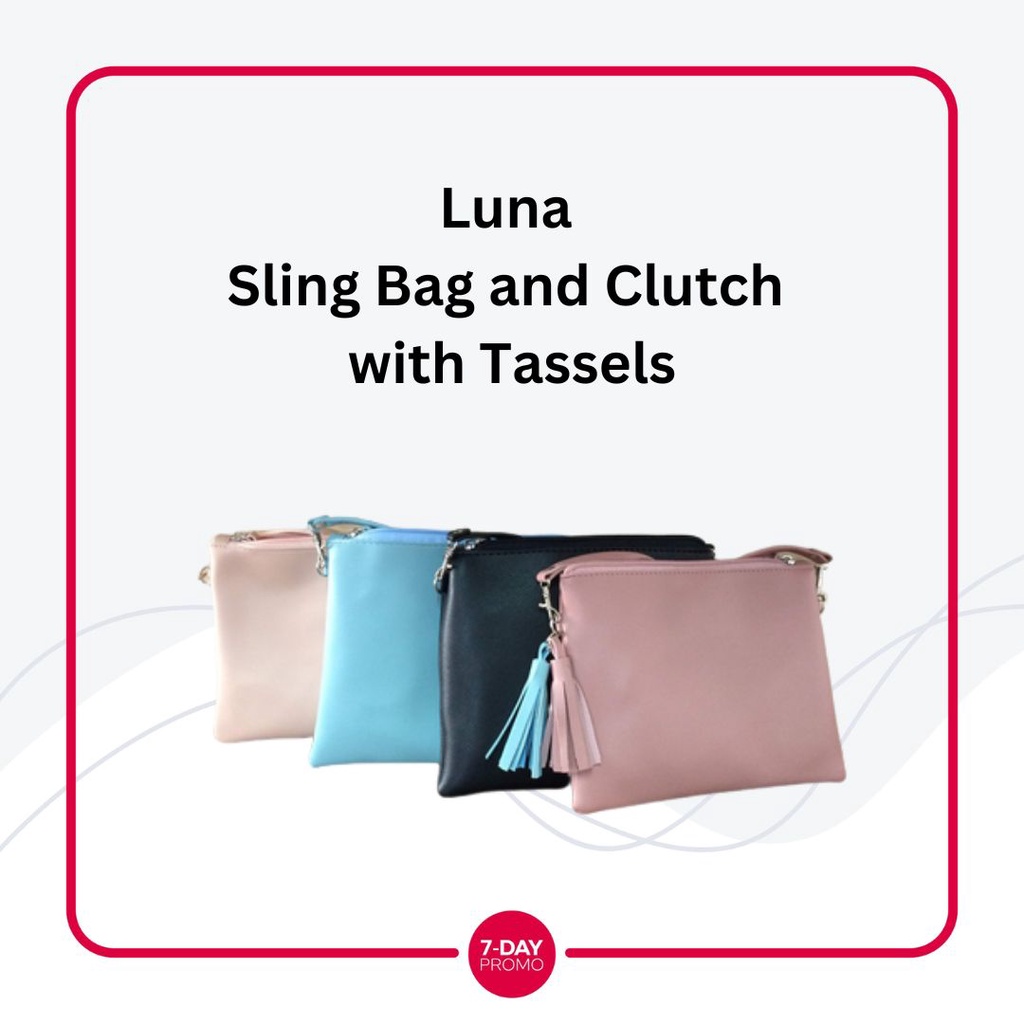 LUNA Sling Bag and Clutch With Tassels (bahan miniso)