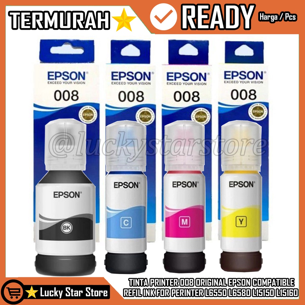 TINTA EPSON 008 PREMIUM 1SET ORIGINAL UNTUK PRINTER L15150 L15160 L6550 L6580 PERINTER COMPATIBLE RE