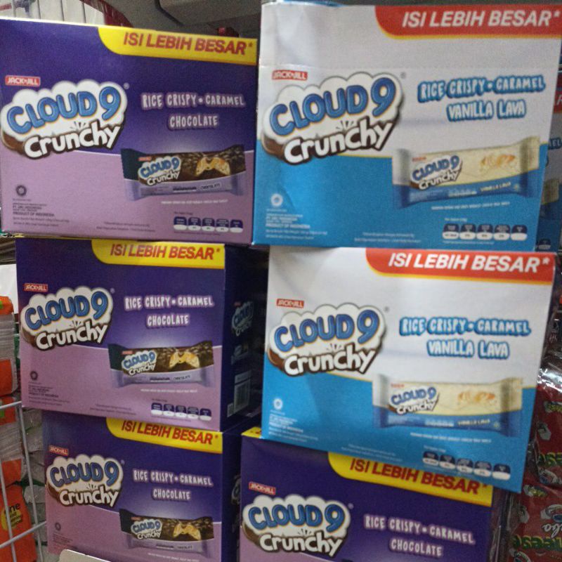 

CLOUD 9 Crunchy Wafer Bar 1pack isi 24pcs @14g | Rice Crispy Caramel