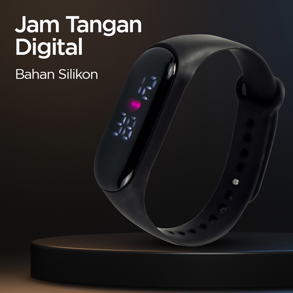 Jam Tangan Digital LED Bahan Silikon - SM161 - Black