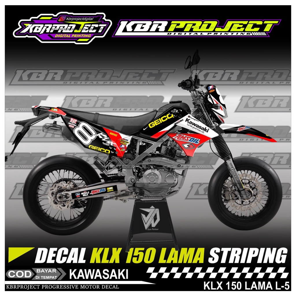 KLX 150 LAMA STIKER MOTOR KEREN DECAL STIKER FULL BODY LIS VARIASI KLX 150 LAMA STIKER MOTOR KAWASAK