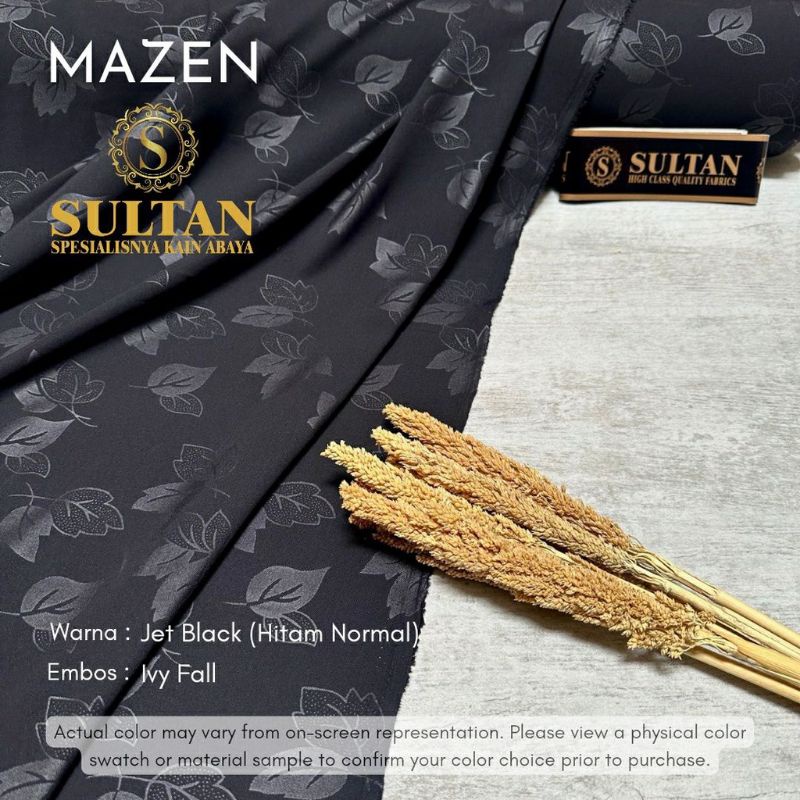 Kain Sultan 50 Cm Mazen Anti UV Black Embos 6 Motif Hexagon - Pandan - Indian Tulip - Herringbone - 