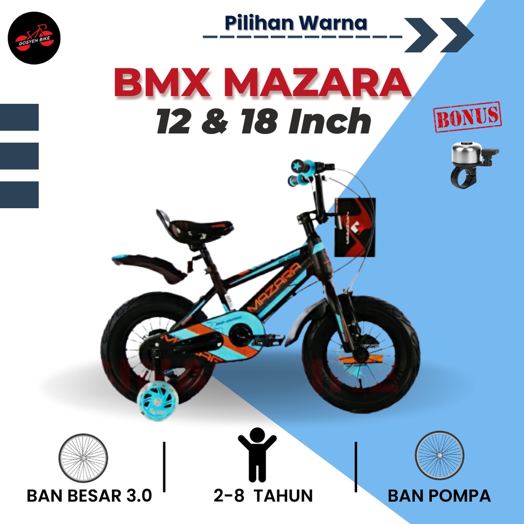 Sepeda Anak Laki Laki Bmx Mazara 12 18 Inch Ban Pompa