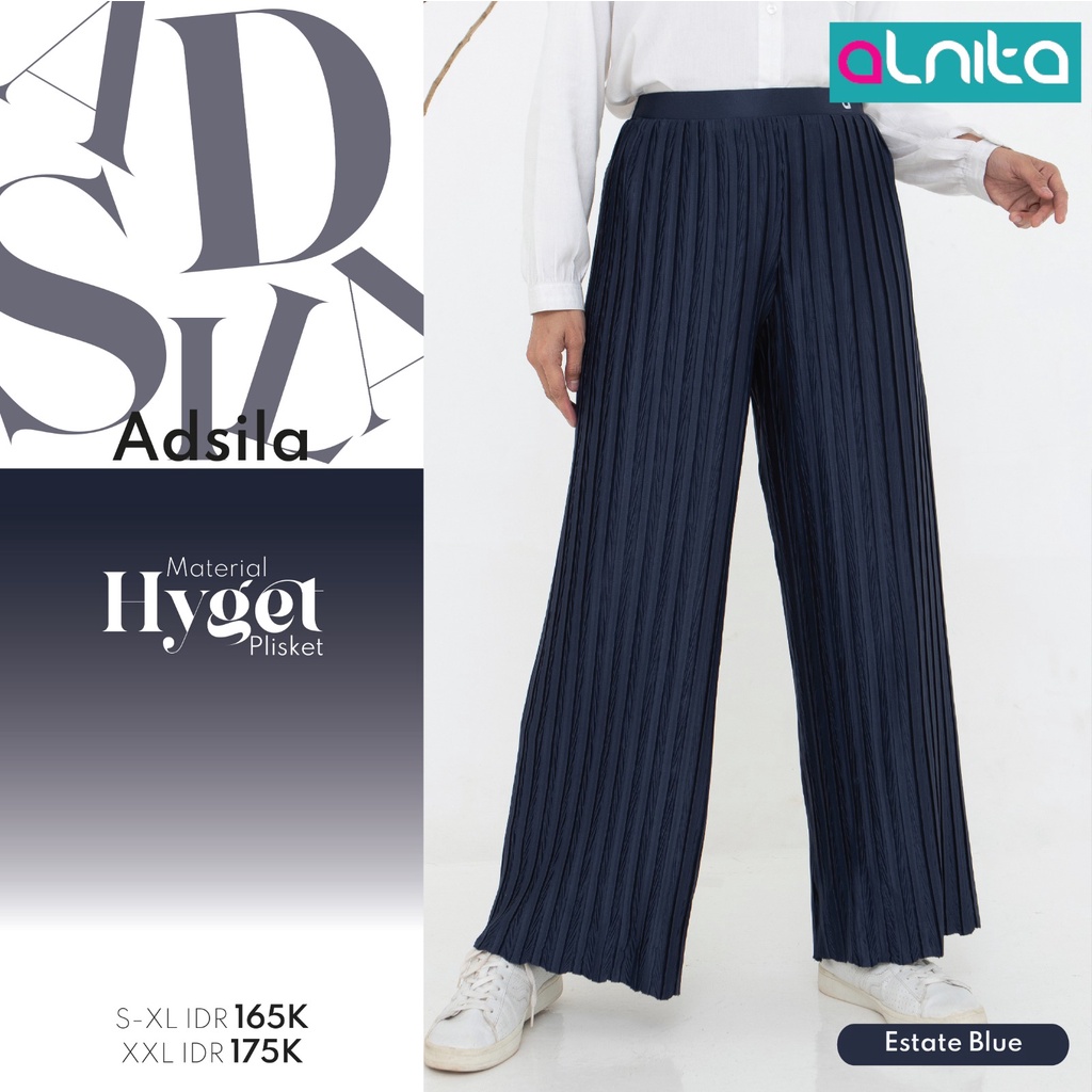 [BISA COD] Alnita ADSILA PANTS Bahan Hyget Plisket Bawahan Celana Muslimah Simpel by Alnita