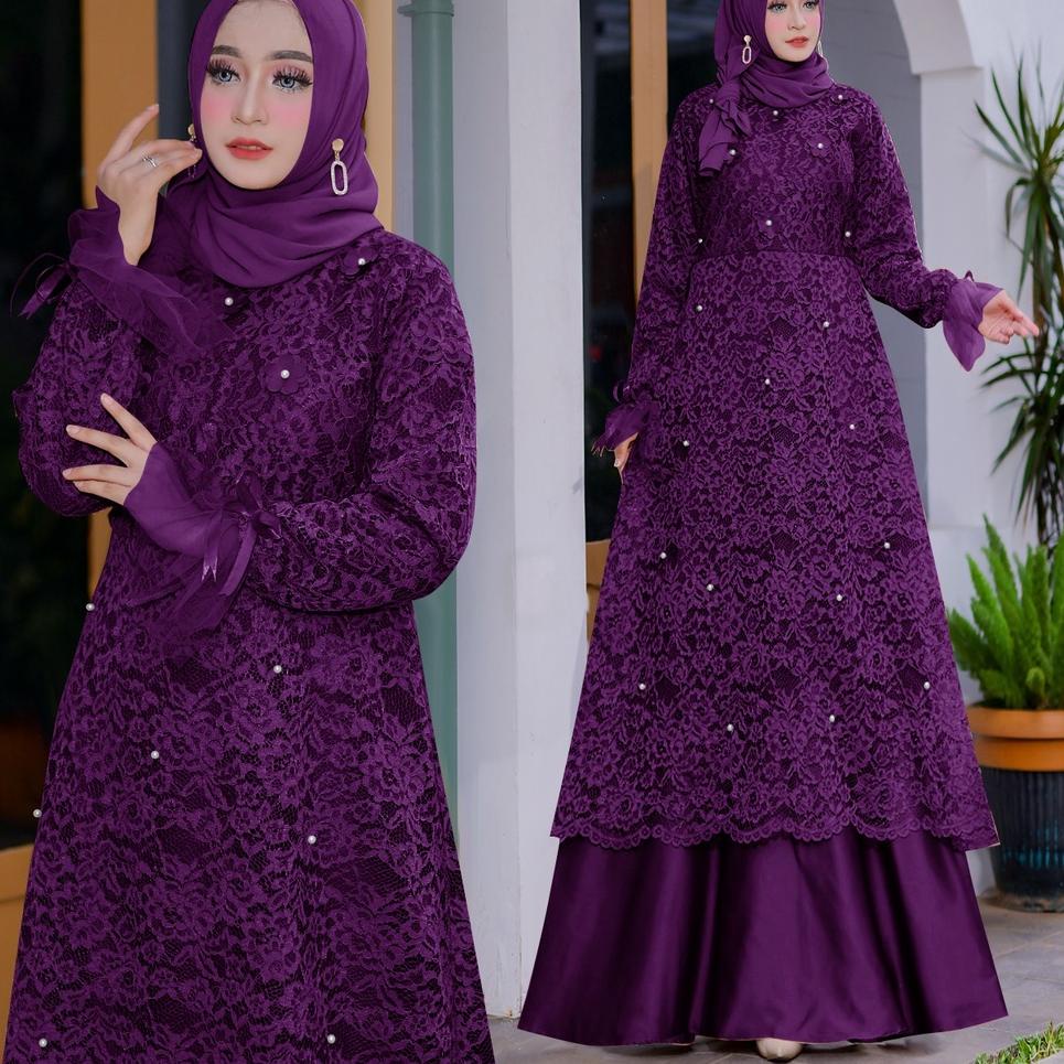 MURAH New Produk Bellona Baju Gamis Full Brukat Gamis Remaja Dewasa Gamis Brukat Premium/Ukuran S-M 