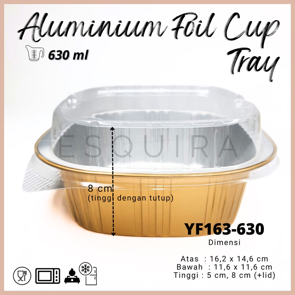 Aluminium Foil Cup Tray Gold + Lid / 10 PCS / YF163-630