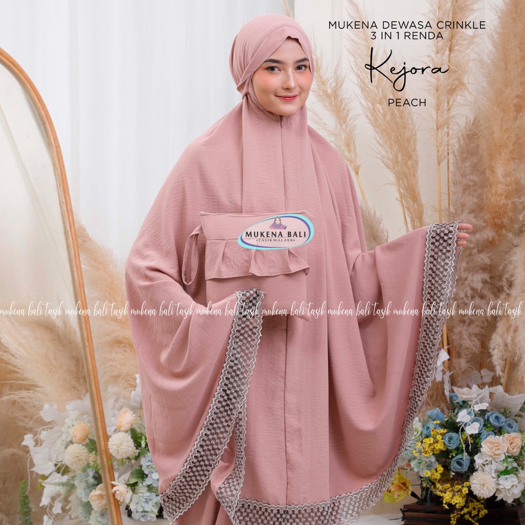 MUKENA BALI TASIK - MUKENA DEWASA CRINKLE 3 IN 1 RENDA KEJORA