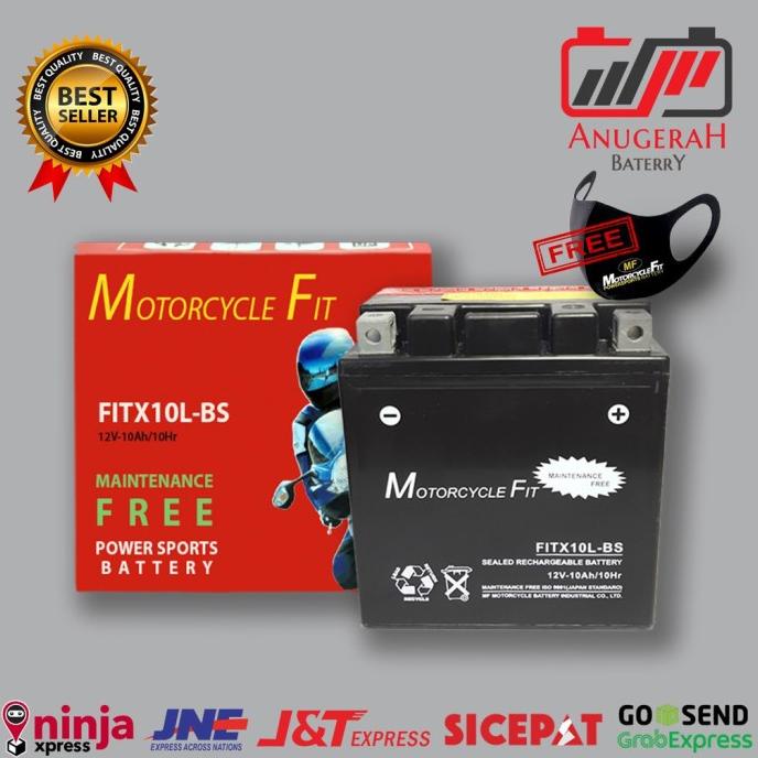 Aki Motor Mf Ytx10L-Bs Berkualitas 12V 10Ah Debezzz
