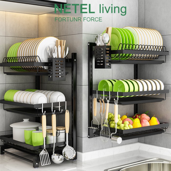 Terlaris Netel Rak Piring Dinding Rak Susun Serbaguna Rak Dapur Tempel Dinding