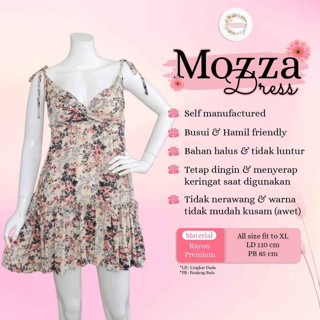 Daster Sexy Mozza Dress Baju Dinas Tidur Seksi Bahan Rayon Premium Pendek Busui Friendly