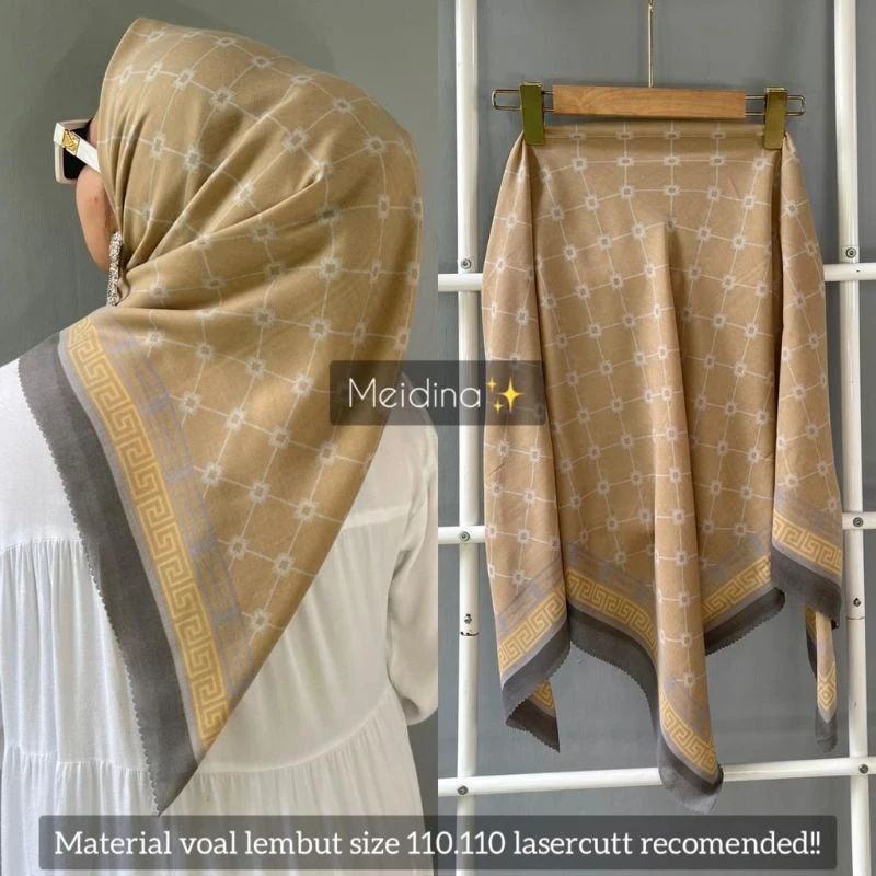 Jilbab segiempat voal premium motif mewah SIREN