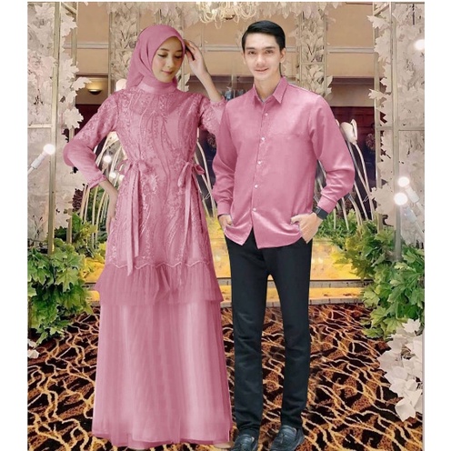 Baju Lebaran Couple Terbaru 2023 - CP Lesty Baju Couple Pasangan remaja kemeja cowok dan gamis cewek