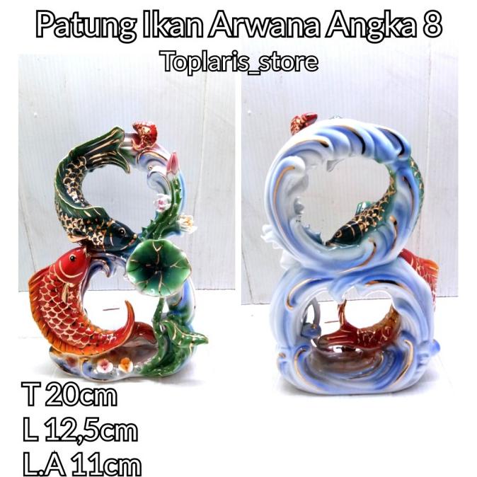 Patung Ikan Arwana Bentuk 8 Keramik 022