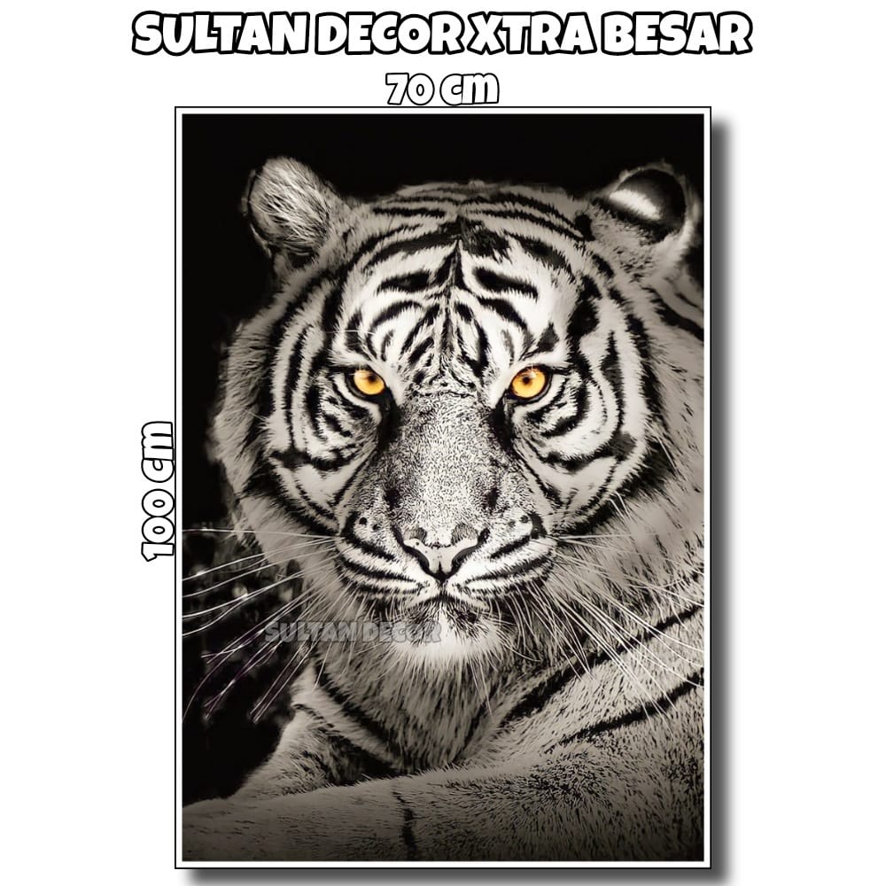 LUKISAN POSTER CETAK HARIMAU JUMBO XTRA BESAR UKURAN 100X50CM 100X70CM 150X100CM 200X100CM 250X100CM