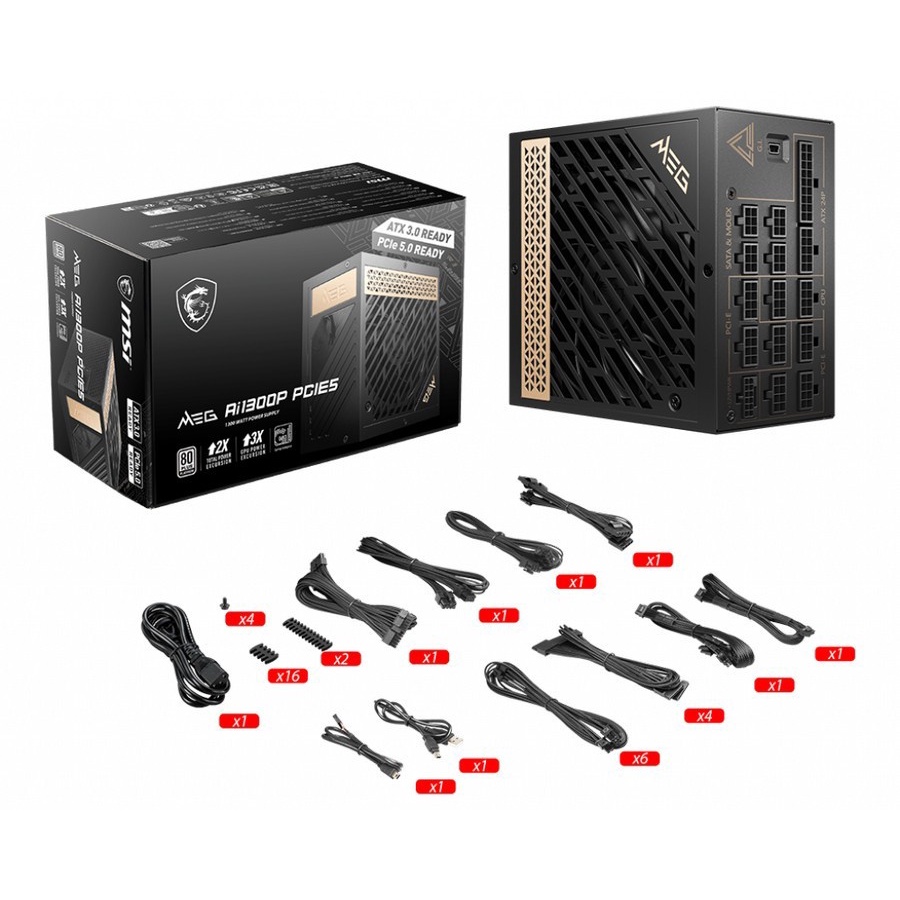 PSU MSI MEG Ai1300P PCIE5 1300W 80+ Platinum Fully Modular PCIe 5.0