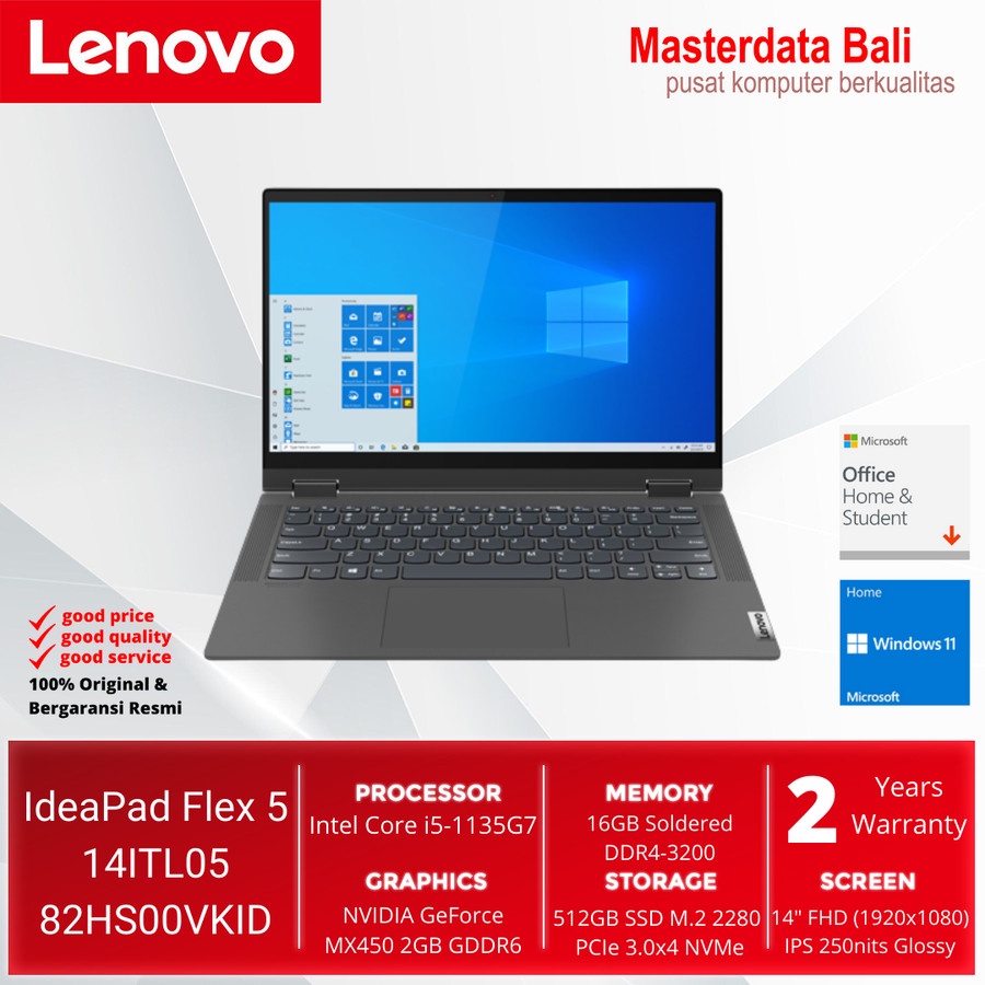 LAPTOP Lenovo Flex 5 i5 Graphite Grey 82HS00VKID